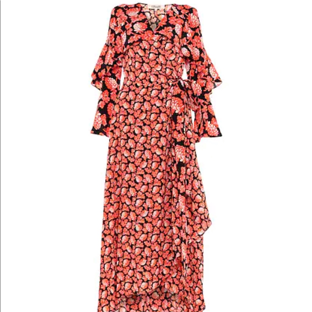 Dvf Diane Von Fursenberg Alice Long Maxi Dress Cherries Black